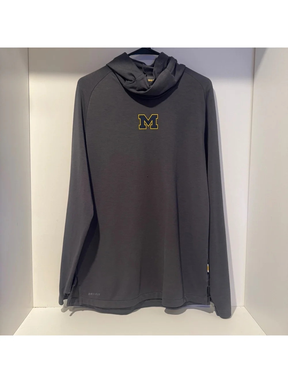 Michigan Wolverines Team Issued Dri-FIT Hooded Training Top - Large - Gray
